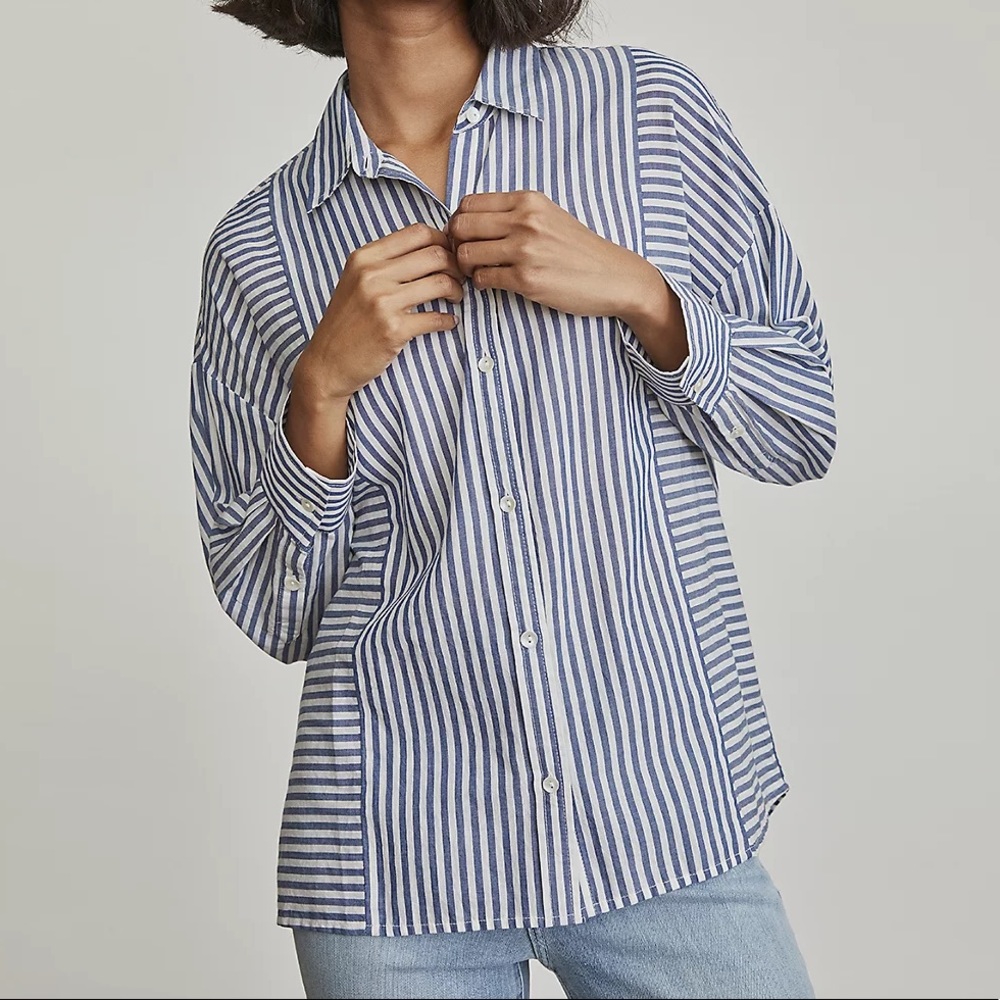 Elizabeth and James striped button up blouse